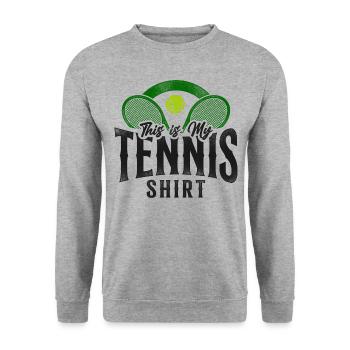 Funny Tennis Player Racket This Is - Unisex Sweatshirt - salt & pepper - Front - Alina (178cm) & Michal (187cm)
