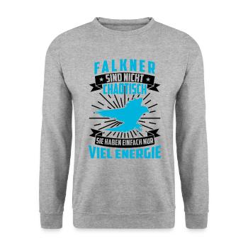 Falkner ist nicht chaotisch Beizjagd Falknerei - Unisex Pullover - Weißgrau meliert - Vorne - Alina (178cm) & Michal (187cm)