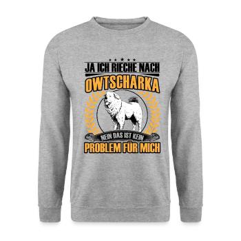 Ovcharka Odeur d’Ovcharka caucasien - Sweat-shirt Unisexe - gris chiné - Devant - Alina (178cm) & Michal (187cm)