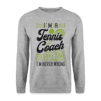 Funny Tennis Player Racket I'm A - Unisex Pullover - Weißgrau meliert - Vorne - Alina (178cm) & Michal (187cm)
