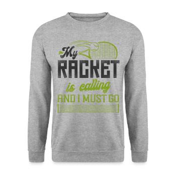 Drôle de joueur de tennis raquette mon - Sweat-shirt Unisexe - gris chiné - Devant - Alina (178cm) & Michal (187cm)