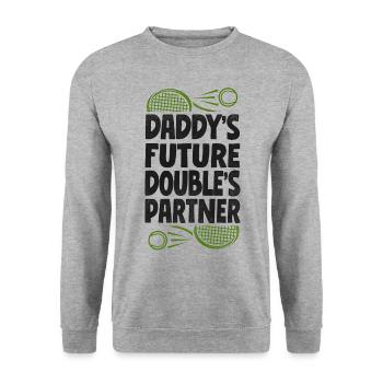 Funny Tennis Player Racket Daddy's - Unisex Pullover - Weißgrau meliert - Vorne - Alina (178cm) & Michal (187cm)