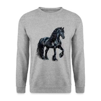 friesian horse - Unisex Pullover - Weißgrau meliert - Vorne - Alina (178cm) & Michal (187cm)