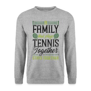 drôle de joueur de tennis raquette famille - Sweat-shirt Unisexe - gris chiné - Devant - Alina (178cm) & Michal (187cm)