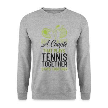 Funny Tennis Player Racket Couple - Unisex Pullover - Weißgrau meliert - Vorne - Alina (178cm) & Michal (187cm)