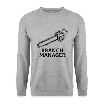 chainsaw logger lumberjack arborist - Unisex Pullover - Weißgrau meliert - Vorne - Alina (178cm) & Michal (187cm)