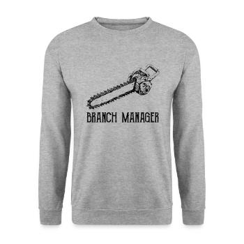 chainsaw logger lumberjack arborist - Unisex Pullover - Weißgrau meliert - Vorne - Alina (178cm) & Michal (187cm)