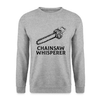 chainsaw logger lumberjack arborist - Unisex Pullover - Weißgrau meliert - Vorne - Alina (178cm) & Michal (187cm)
