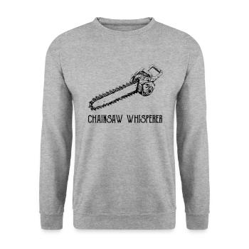chainsaw logger lumberjack arborist - Unisex Pullover - Weißgrau meliert - Vorne - Alina (178cm) & Michal (187cm)