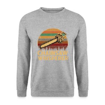 chainsaw logger lumberjack arborist - Unisex Pullover - Weißgrau meliert - Vorne - Alina (178cm) & Michal (187cm)