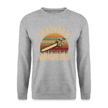 chainsaw logger lumberjack arborist - Unisex Pullover - Weißgrau meliert - Vorne - Alina (178cm) & Michal (187cm)
