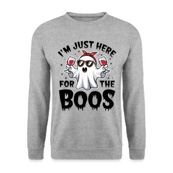 Fantôme d’Halloween, je suis juste là pour les huées - Sweat-shirt Unisexe - gris chiné - Devant - Alina (178cm) & Michal (187cm)