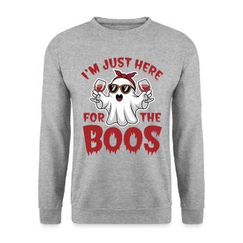 Fantôme d’Halloween, je suis juste là pour les huées - Sweat-shirt Unisexe - gris chiné - Devant - Alina (178cm) & Michal (187cm)