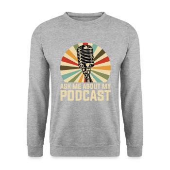 Podcast Podcaster - Unisex Pullover - Weißgrau meliert - Vorne - Alina (178cm) & Michal (187cm)