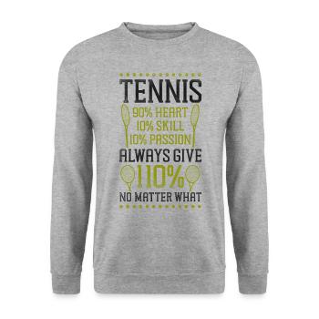 Drôle de joueur de tennis Raquette Tennis - Sweat-shirt Unisexe - gris chiné - Devant - Alina (178cm) & Michal (187cm)