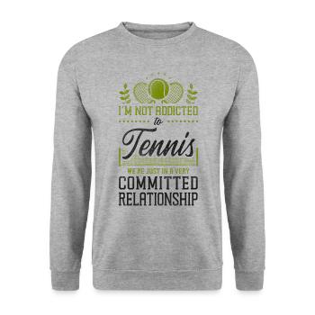 Funny Tennis Player Racket I'm Not - Unisex Pullover - Weißgrau meliert - Vorne - Alina (178cm) & Michal (187cm)