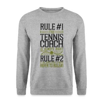 Funny Tennis Player Racket Coach - Unisex Pullover - Weißgrau meliert - Vorne - Alina (178cm) & Michal (187cm)