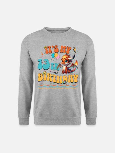 Dragon 13th Birthday Dragon - Unisex Sweatshirt - salt & pepper