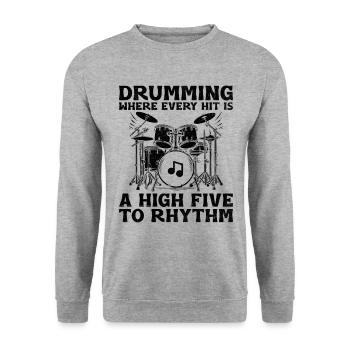 Tambourinage où chaque coup est un high five au rythme - Sweat-shirt Unisexe - gris chiné - Devant - Alina (178cm) & Michal (187cm)