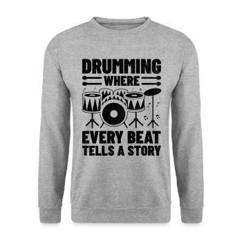 Tambour où chaque battement raconte une histoire Tambour Tambour - Sweat-shirt Unisexe - gris chiné - Devant - Alina (178cm) & Michal (187cm)