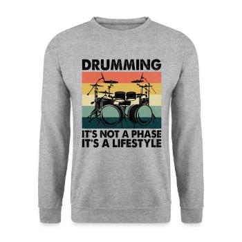 Drumming It's Not A Phase It's A Lifestyle Drum Dr - Unisex Sweatshirt - salt & pepper - Front - Alina (178cm) & Michal (187cm)
