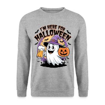 Lustiger Geist I'm here for Halloween - Unisex Sweatshirt - salt & pepper - Front - Alina (178cm) & Michal (187cm)