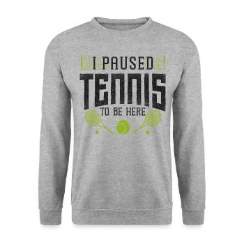 Funny Tennis Player Racket I - Unisex Pullover - Weißgrau meliert - Vorne - Alina (178cm) & Michal (187cm)