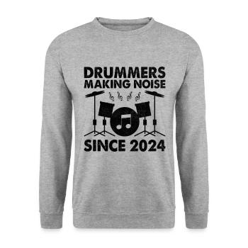 Trommler, die seit 2024 Lärm machen Drumming Drum Dru - Unisex Pullover - Weißgrau meliert - Vorne - Alina (178cm) & Michal (187cm)