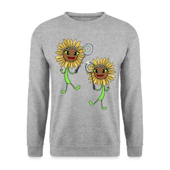 Sunflowers Tennis Tennis Players Sports Children - Unisex Sweatshirt - salt & pepper - Front - Alina (178cm) & Michal (187cm)