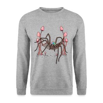 Spider Hanging Hammock Spider Web - Unisex Sweatshirt - salt & pepper - Front - Alina (178cm) & Michal (187cm)