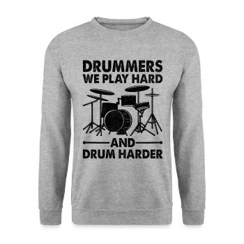 Drummer Wir spielen hart und trommeln härter Drum Drummin - Unisex Pullover - Weißgrau meliert - Vorne - Alina (178cm) & Michal (187cm)