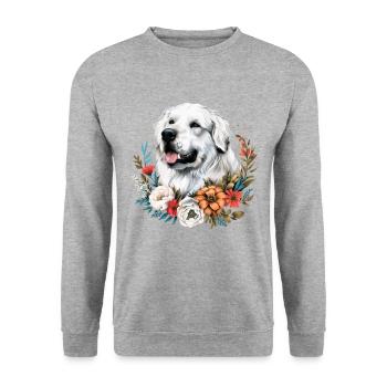 Great Pyrenees dog - Unisex Pullover - Weißgrau meliert - Vorne - Alina (178cm) & Michal (187cm)