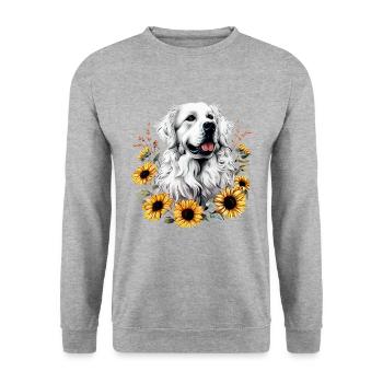 Great Pyrenees dog - Unisex Pullover - Weißgrau meliert - Vorne - Alina (178cm) & Michal (187cm)