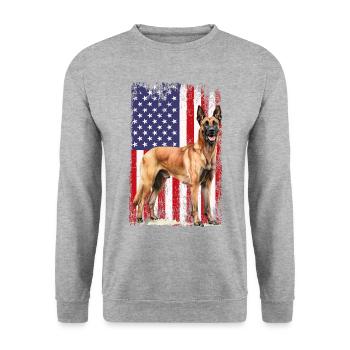 Belgian Malinois - Unisex Pullover - Weißgrau meliert - Vorne - Alina (178cm) & Michal (187cm)