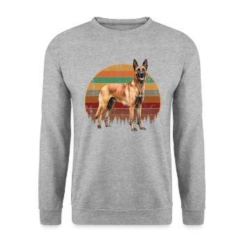 Belgian Malinois - Unisex Pullover - Weißgrau meliert - Vorne - Alina (178cm) & Michal (187cm)