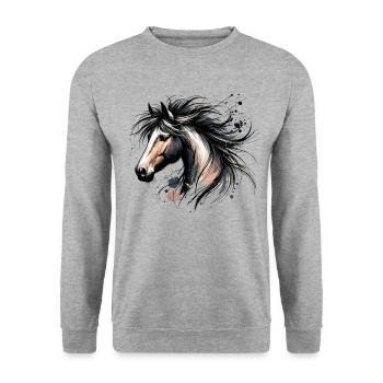 Pferd, Reiten, Reiterin, Pferdebesitzer, Reitsport - Unisex Pullover - Weißgrau meliert - Vorne - Alina (178cm) & Michal (187cm)