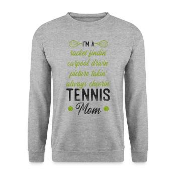 Funny Tennis Player Racket Mom I'm - Unisex Pullover - Weißgrau meliert - Vorne - Alina (178cm) & Michal (187cm)