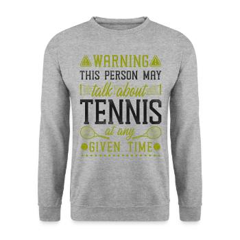 Avertissement de raquette de joueur de tennis drôle - Sweat-shirt Unisexe - gris chiné - Devant - Alina (178cm) & Michal (187cm)