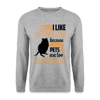 Quokka sind spannend Beuteltier Quokka - Unisex Pullover - Weißgrau meliert - Vorne - Alina (178cm) & Michal (187cm)