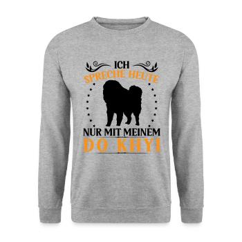 Talk only to Do Khyi Tibetan Mastiff Tibetan Mastiff - Unisex Sweatshirt - salt & pepper - Front - Alina (178cm) & Michal (187cm)