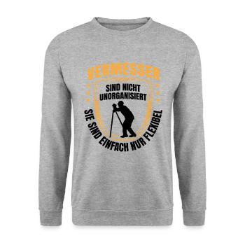 Surveyor is flexible Land surveyor - Unisex Sweatshirt - salt & pepper - Front - Alina (178cm) & Michal (187cm)