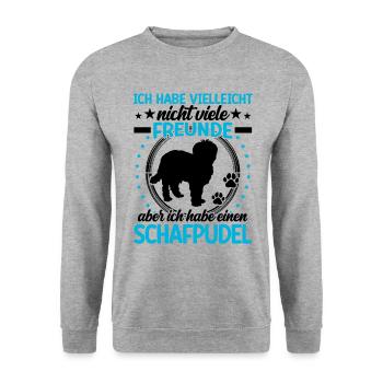Schafpudel ist mein Freund Hütepudel - Unisex Pullover - Weißgrau meliert - Vorne - Alina (178cm) & Michal (187cm)