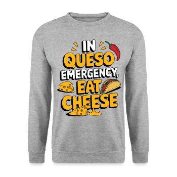 À Queso Emergency Manger du fromage Funny Food Lover - Sweat-shirt Unisexe - gris chiné - Devant - Alina (178cm) & Michal (187cm)