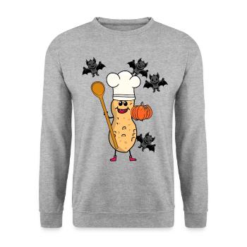Peanut Cook Cuisiniers Cuisinier Automne Halloween - Sweat-shirt Unisexe - gris chiné - Devant - Alina (178cm) & Michal (187cm)