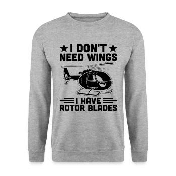 I Don't Need Wings I Have Rotor Blades Helicopter - Unisex Sweatshirt - salt & pepper - Front - Alina (178cm) & Michal (187cm)