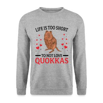 Quokka nicht lieben Beuteltier Quokka - Unisex Pullover - Weißgrau meliert - Vorne - Alina (178cm) & Michal (187cm)