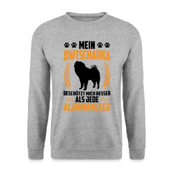 Ovcharka mieux qu’alarmer Caucasien Ovcharka - Sweat-shirt Unisexe - gris chiné - Devant - Alina (178cm) & Michal (187cm)