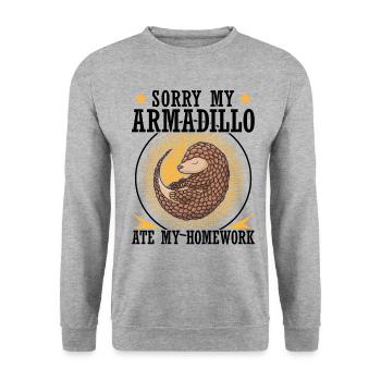 Armadillo mangé devoirs Armadillo - Sweat-shirt Unisexe - gris chiné - Devant - Alina (178cm) & Michal (187cm)