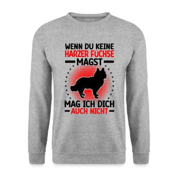 Harzer Fuchs mag dich nicht Altdeutscher Hütehund - Unisex Pullover - Weißgrau meliert - Vorne - Alina (178cm) & Michal (187cm)