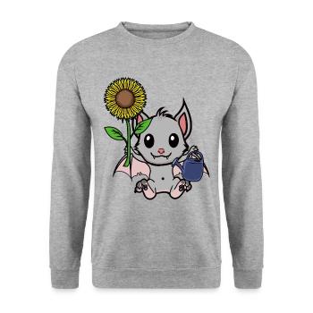 Hobby Gardener Garden Bat Gardening Children - Unisex Sweatshirt - salt & pepper - Front - Alina (178cm) & Michal (187cm)